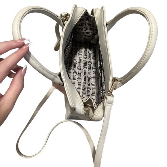 NWT Juicy Couture Crossbody Purse Ladylike Satchel Bag Cream White Crystal - Picture 4 of 12